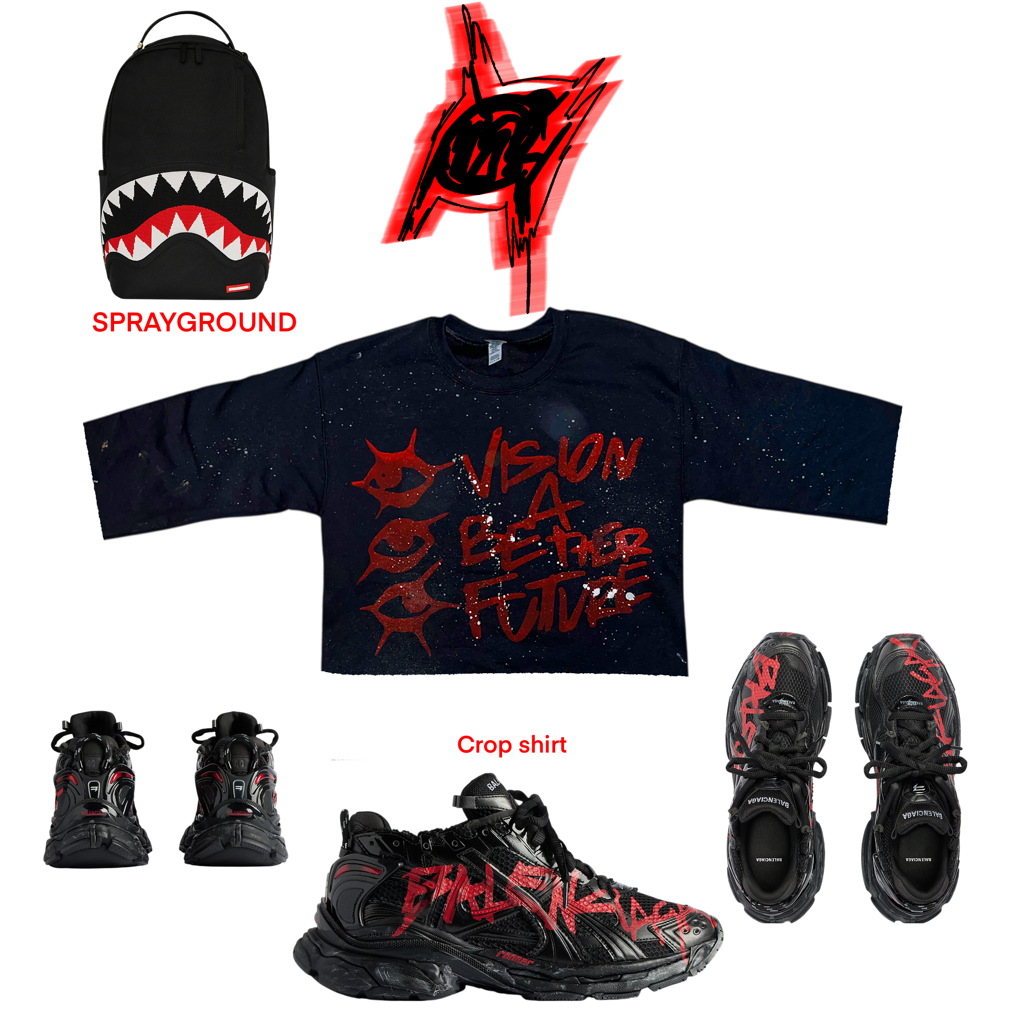 Crop Red/Black Visionary Shirt